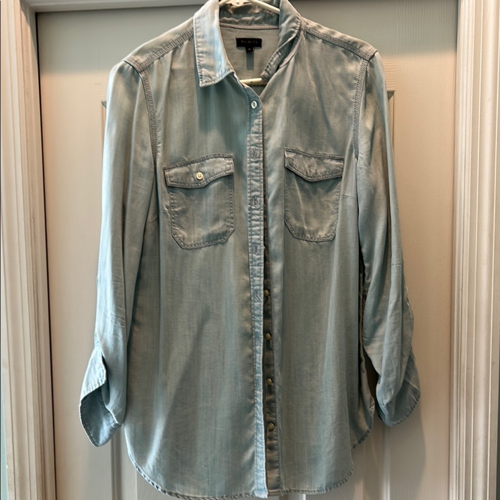 Talbots Lightweight Light Blue Denim Button-Up Blouse